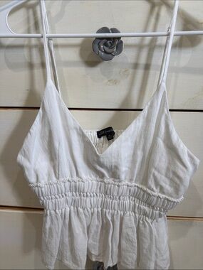 White Smocked Cotton Crop Top